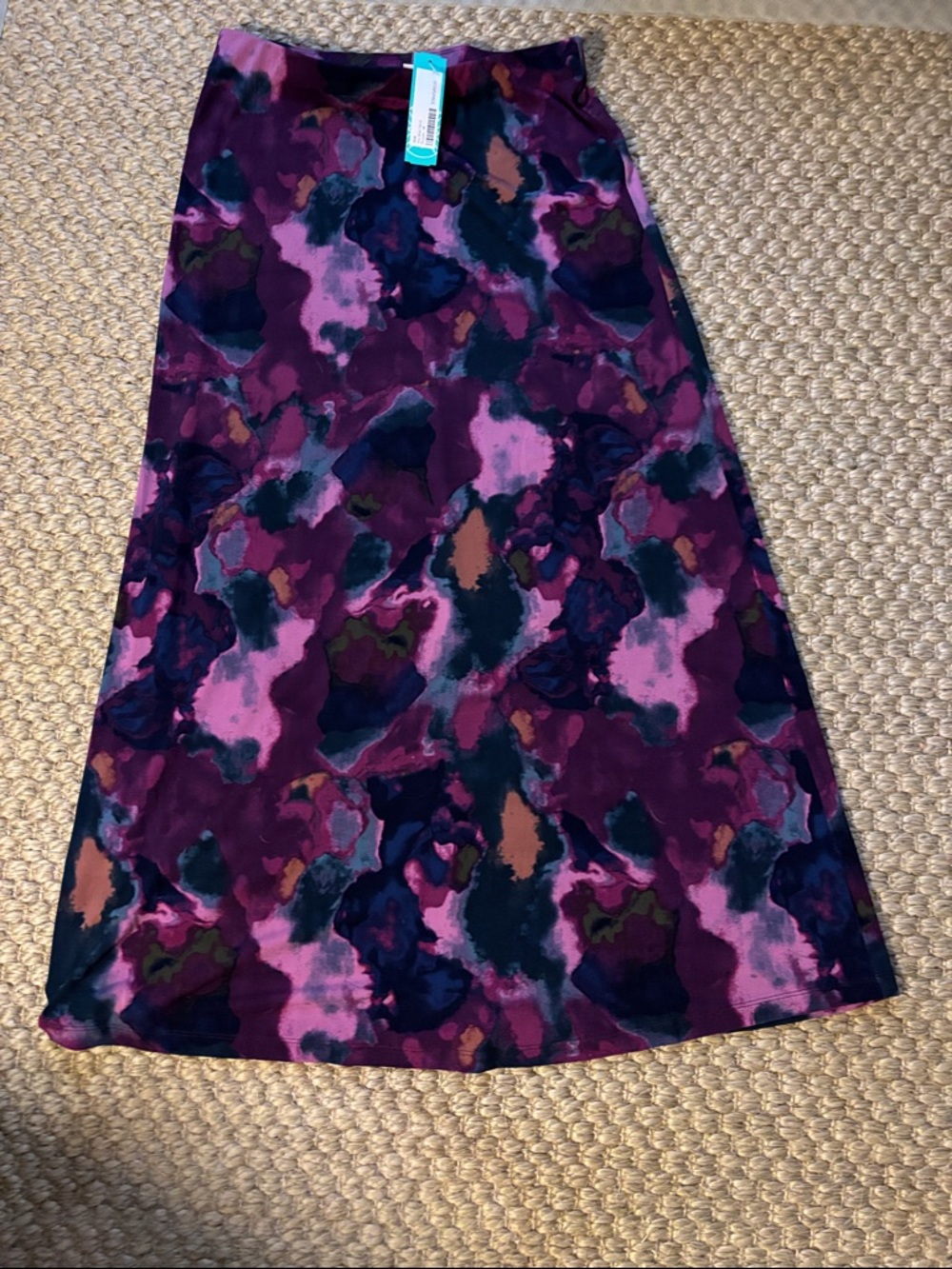 Gilli A-Line Midi Skirt in Plum, Pink and Navy Abstract Print